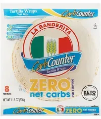 La Banderita Carb Counter® ZERO Net Carbs | 8" Size FlourTortillas | Keto Certified | 11.8 oz.| 8 Count (Pack of 4)