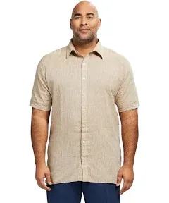 IZOD Men&#039;s Big and Tall Linen Button Down Short Sleeve Shirt