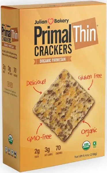 Julian Bakery, Primal Thin Crackers, Organic Parmesan