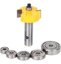 Yonico Rabbet & Bearing Router Bit Set 1/2-Inch Height with 6 Bearings 1/2-Inch Shank 14705