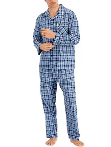 Hanes Men&#039;s Long Sleeve Plain Weave Pajama Set