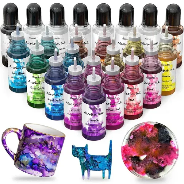 Alcohol Ink Set 24 Vibrant Colors Resin Dye High Concentrated Fast Drying Alc...