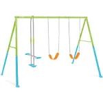 Intex Three Feature Colored Playground Swing Set with Trapeze Bar, Multicolor