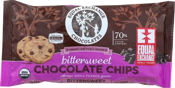 Equal Exchange Organic Bittersweet Chocolate Chips - Case Of 12 - 10 Oz.