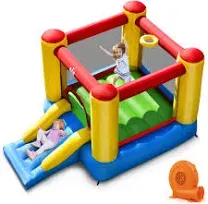 Inflatable Bouncer Kids Slide Bounce House for Indoor Outdoor w/350W Blower