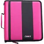 Case-It The Classic Zipper Binder - 2 Inch O-Rings - Multiple Pockets - 800 Sheet Capacity - Comes with Shoulder Strap - Magenta D-251 Single