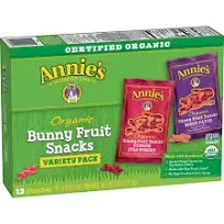 Annies Organic Bunny Fruit Snacks, Gluten Free, Variety Pack, 24 Pouches