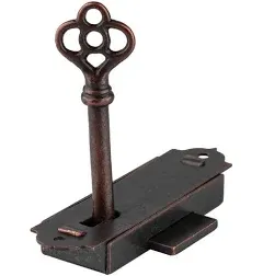 UNIQANTIQ HARDWARE SUPPLY Antique Narrow Cabinet Door or Grandfather Clock Case Lock w/ Skeleton Key