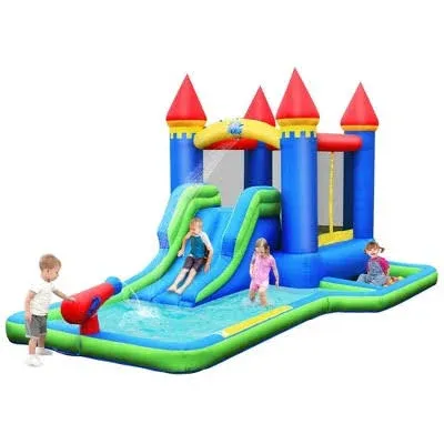 Costway Inflatable Castle Bouncer Bounce House Slide Water Park BallPit with 580W Blower