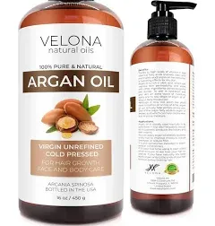 velona Argan Oil - 2 Fl Oz | 100% Pure and Natural | Morocco Oil | Stimulate Hair Growth, Skin, Body and Face Care | Nails Protector | Unrefined, Cold Pressed | Cap Kit