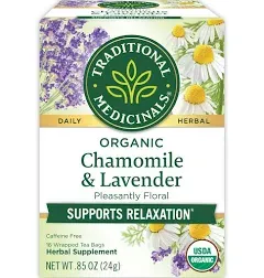 Traditional Medicinals Tea, Organic Chamomile & Lavender, Stress Relief, 32 Tea Bags