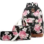 Floral Backpacks For Girls Canvas School Bookbags Teen Girls Backpacks With L...