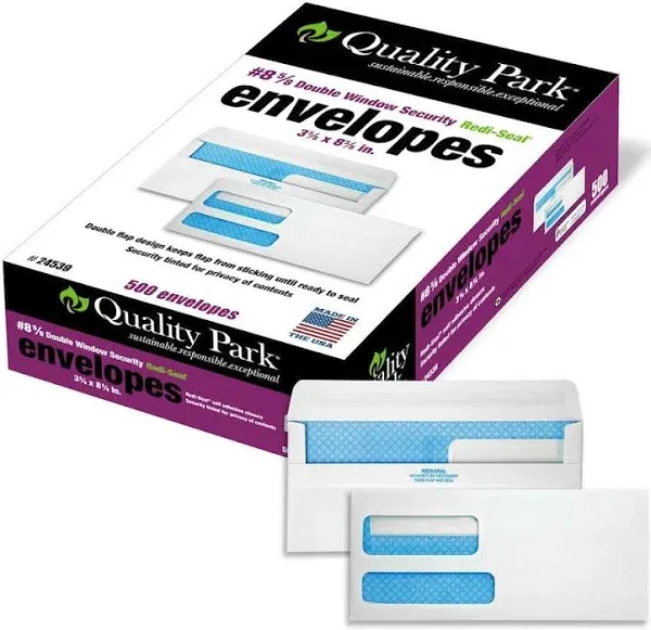 Quality Park Double Window Redi-Seal Security-Tinted Envelope