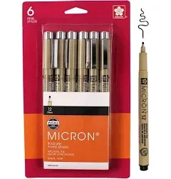 Sakura Pigma Micron Pens - Set of 6, Black, 08