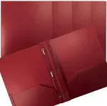 Better Office Products Burgundy Plastic 2 Pocket Folders with Prongs, 24 Pack...