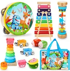 Oathx Kids Drum Set - 11 in 1 Musical Instruments for Toddlers Baby PR