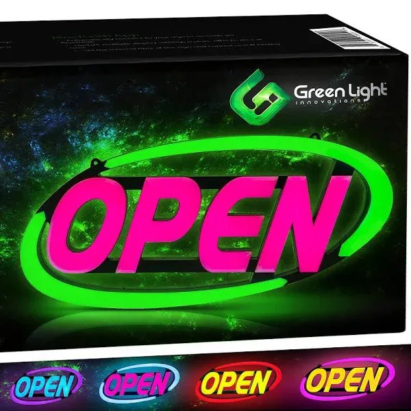 Green Light Innovations LED Open Sign for Business