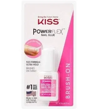 2 Pack KISS Powerflex Brush On Nail Glue, 0.17 oz