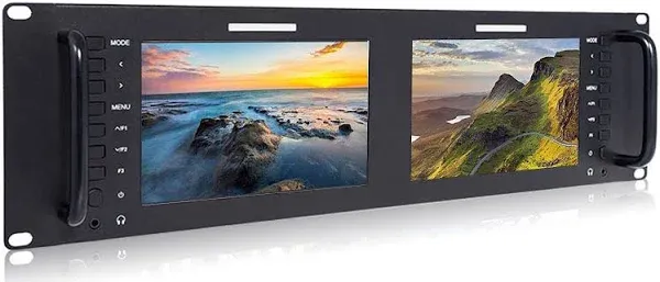 FeelWorld D71 Dual 7" 3 RU Rackmount HDMI LCD Monitor