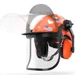 TOOLIOM Chainsaw Helmet with Ear Protection, Forestry Safety Helmet with Mesh Face Shield and Clear Plastic Face Visor, ANSI Z89.1 Certified