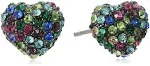 $30 NWT BETSEY JOHNSON CONFETTI PAVE MIXED COLORED STONE HEART STUDS- JC310