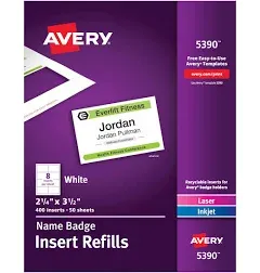 Avery Name Badge Insert Refills