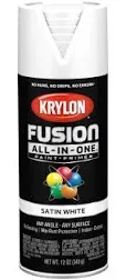 K02753007  Fusion All-In-One White Satin 12 Oz Spray Paint, Multi-