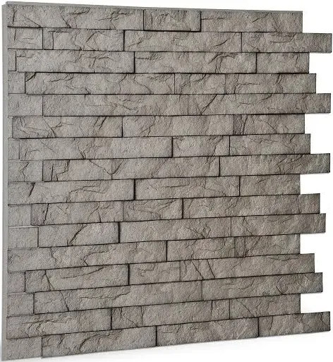 INNOVERA DECOR BY PALRAM 24 in. x 24 in. Ledge Stone PVC Seamless 3D Wall Panels