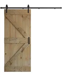 Coast Sequoia 84 in K Series Knotty Pine Wood Sliding Barn Door with Hardware Kit