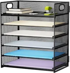 Marbrasse 6 Tier Paper Organizer Letter Tray - Mesh Desk Mesh File Organizer