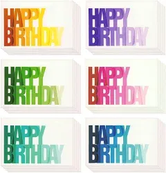 Best Paper Greetings 144 Pack Happy Birthday Cards Bulk with Envelopes, 6 Colorful Ombre Designs, Blank Inside (4x6 In)