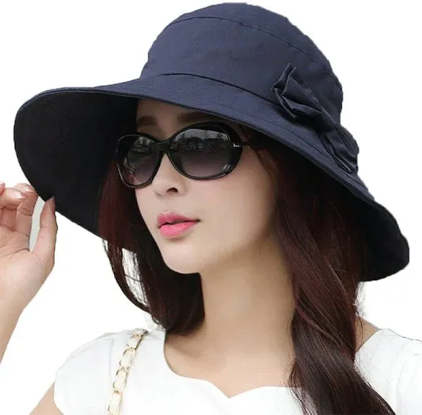 Comhats S/M/L/XL/XXL Womens Summer Flap Cover Cap Cotton UPF 50+ Sun Shade Hat with Neck Cord