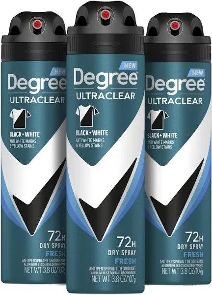 Degree Men Antiperspirant Deodorant Dry Spray Black+White 72-Hour Sweat & Odor Protection Antiperspirant for Men with MotionSense Technology 3.8 oz