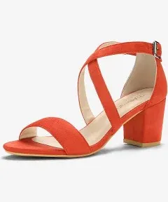 Allegra K Women's Crisscross Ankle Strap Block Heel Sandals