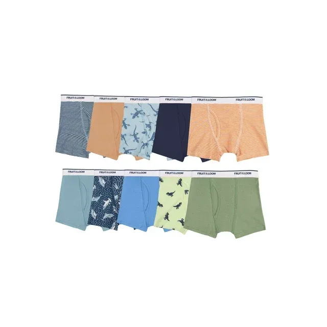 Fruit of The Loom Toddler Boy EverSoft Cotton Boxer Brief Underwear, 10 Pack, Sizes 2t-5t