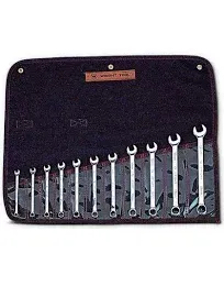 Wright Tool 952 - 15 Pc Comb Wrench Set 12 Pt. F.P 7mm - 22mm w Canvas Roll