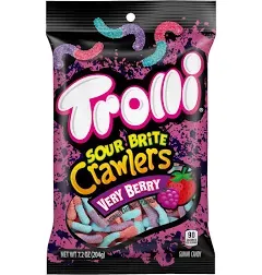 Trolli Sour Brite Crawlers Candy, Very Berry Flavored Sour Gummy Worms 7.2 Ounce