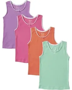 Sportoli Girls Ultra Soft 100% Cotton Tank Top Tagless Cami Undershirts (4 Pack)