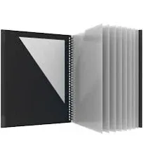  10 Pocket Folder, Sturdy Plastic Spiral Portfolio, Anti-Tear Edges, 8 Clear 