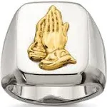 Stainless Steel w/14k Accent Polished Praying Hands Ring