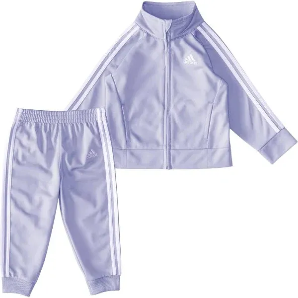 adidas Girls' Zip Front Classic Tricot Jacket and Joggers Set