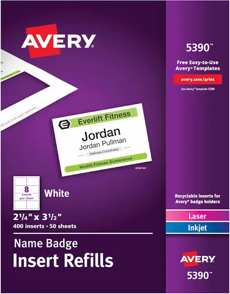 Avery Name Badge Insert Refills