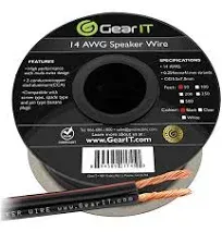 14AWG Speaker Wire, GearIT Pro Series 14 AWG Gauge Speaker Wire Cable (100 Feet / 30.48 Meters) Great Use for Home Theater Speakers and Car Speakers Black