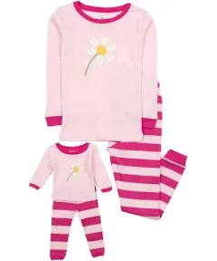 LEVERET GIRLS 2PC PJ SET, PINK MONKEY, 6-12M