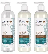 Dove Amplified Textures Shampoo, Conditioner, Leave in Conditioner with Coconut Milk, Aloe, and Jojoba 3 Count for Coils