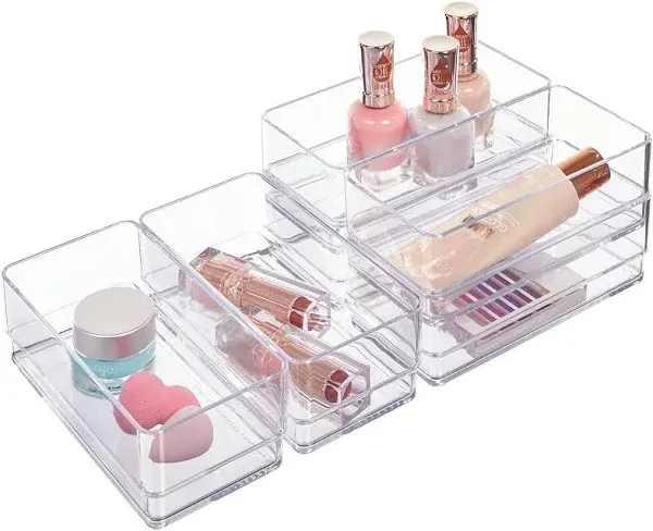 STORi SimpleSort 6-Piece Stackable Clear Drawer Organizer Set Trays