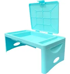 Foldable Lap Desk with Storage Pocket-| Ideal for kids' activities, travel, breakfast in bed, gaming, and much more! Great for children and teenagers! (Teal blue)