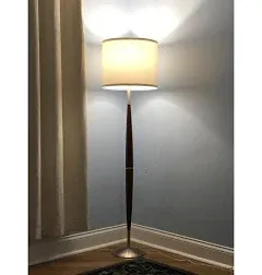 Brightech Floor Lamps 61&#034; Standard Mid-Century LED W/ Fabric Drum Shade Silver