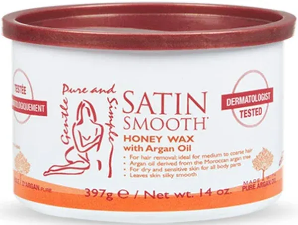 Satin Smooth Honey Wax With Argan Oil For Medium To Coarse Hair 14 oz