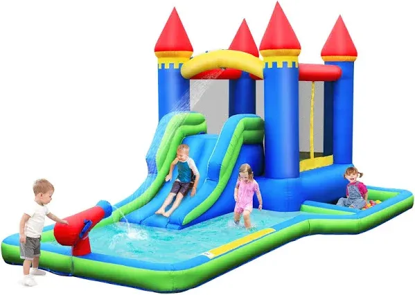 Costway Inflatable Castle Bouncer Bounce House Slide Water Park BallPit with 580W Blower